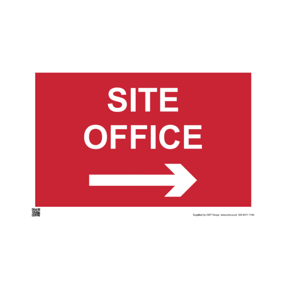 Site Sign - 3mm Correx - 420x594mm - Site office arrow right