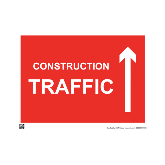 Site Sign - 6mm Correx - 594x841mm - Construction traffic arrow up