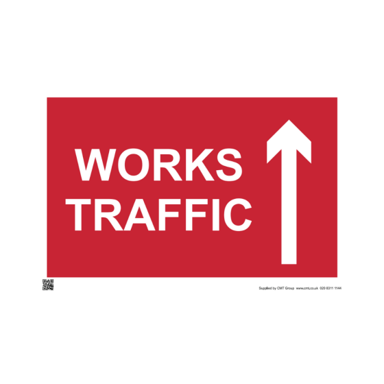 Site Sign - 3mm Correx - 420x594mm - Works traffic arrow up