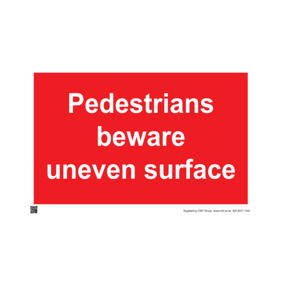 Site Sign - 3mm Correx - 420x594mm - Pedestrians beware uneven surface