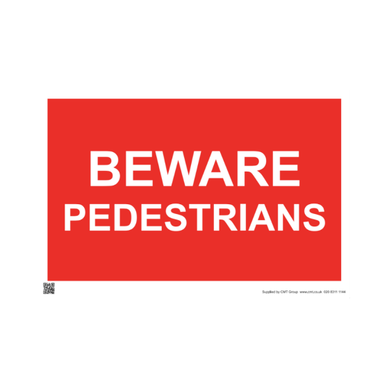 Site Sign - 3mm Correx - Pedestrians beware - 420x594mm (A2)