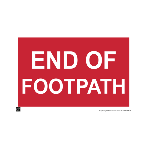 Site Sign - 3mm Correx - End of footpath - 420x594mm (A2)