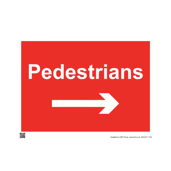 Site Sign - 6mm Correx - 594x841mm - Pedestrians arrow right