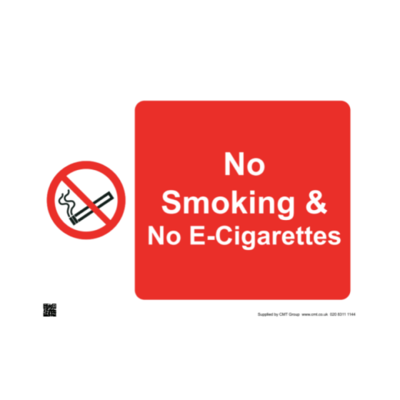 Safety Sign - No smoking & no e-cigarettes - Plastic - 594x841mm 