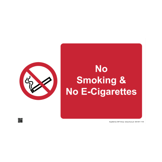 Site Sign - 3mm Correx - 420x594mm (A2) - No smoking & no e-cigarettes