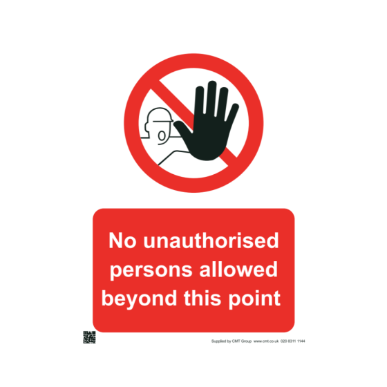 Site Sign - 3mm Correx - 297x420mm A3 - No unauthorised persons beyond this point