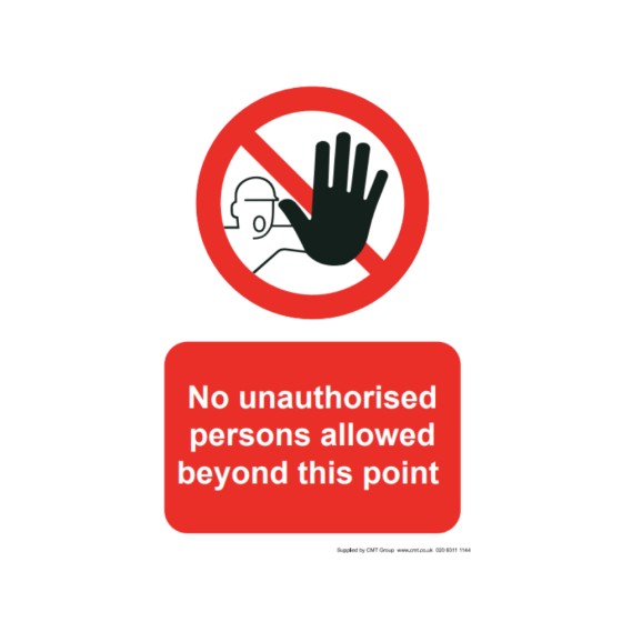 Site Sign - 3mm Correx - 210x297mm (A4) - No unauthorised persons beyond this point