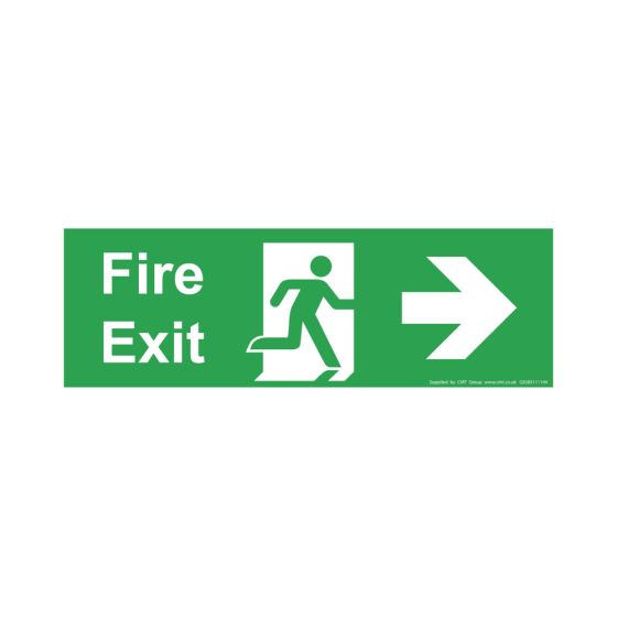 Site Sign - 3mm Correx - 150x450mm - Fire Exit Arrow Right 