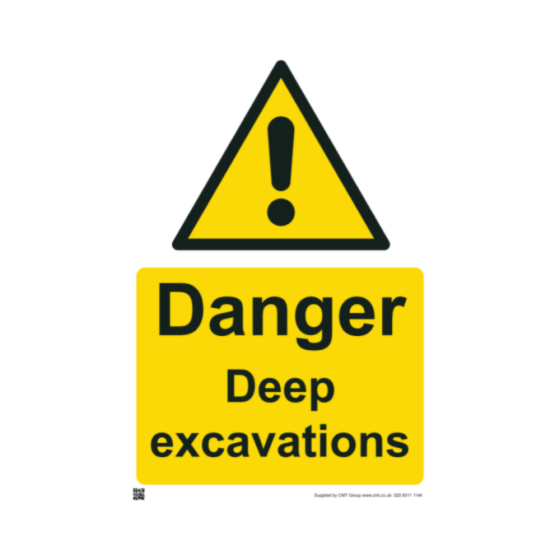 Safety Sign Danger Deep Excavations A4