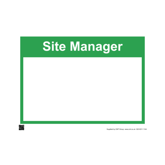 Safety Sign Site manager 297x420mm A3 - 3mm Correx