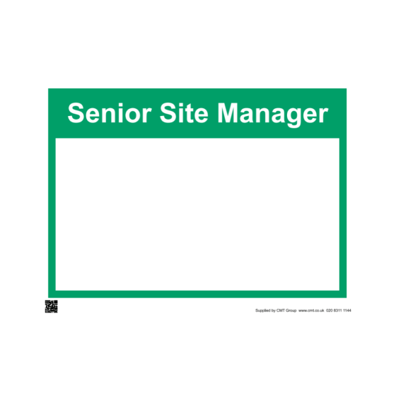 Safety Sign Senior site manager 297x420mm A3 - 3mm Correx