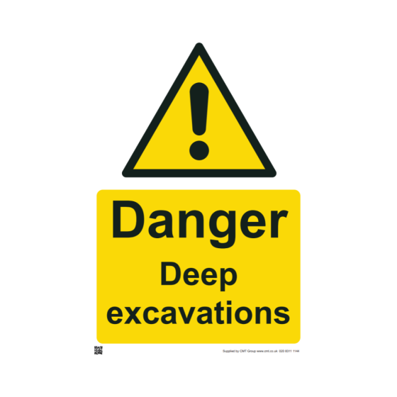 Safety Sign Danger deep excavations 420x594mm A2 - 3mm Correx