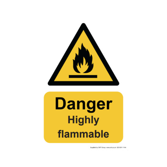 Safety Sign Danger highly flammable 210x297mm A4 - 3mm Correx