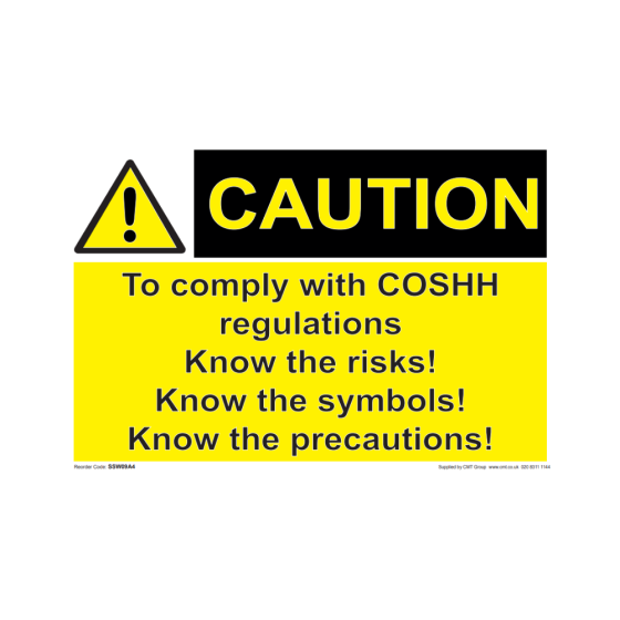 Site Sign - 3mm Correx - 210x297mm (A4) Caution to comply with COSHH regulations