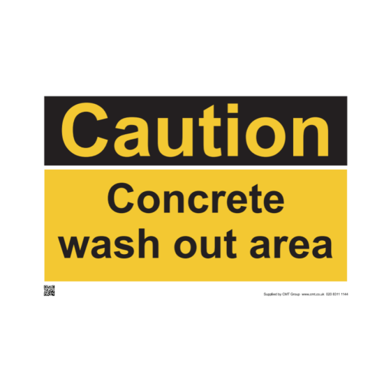 Safety Sign Caution concrete wash out area 210x297mm A4 - 3mm Correx