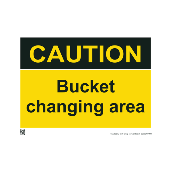 Site Sign - 3mm Correx - 297mm x 420mm (A3) - Printed: Caution Bucket Changing Area