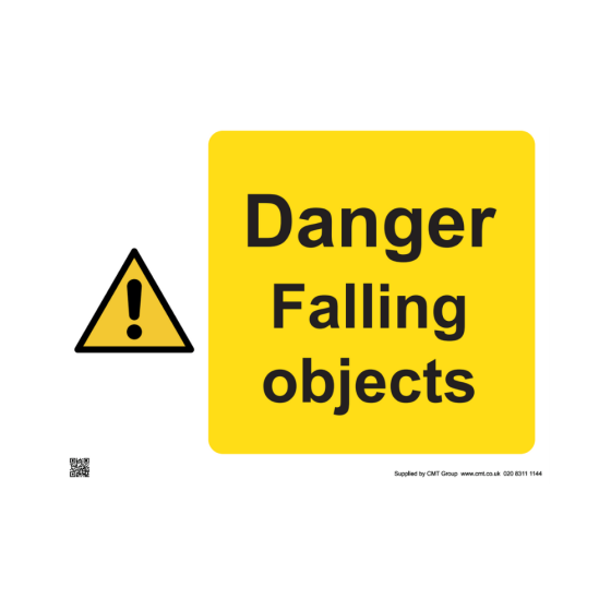 Site Sign - Rigid PVC - Danger falling objects - 400mm x 300mm (A3)