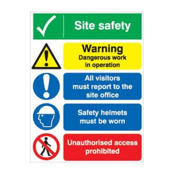 Site Safety Board - Site Safety/Warning Dangerous Work/All Visitors Report to Site Office/Safety Helmets/Unauthorised Access - 594x841mm A1 - 
