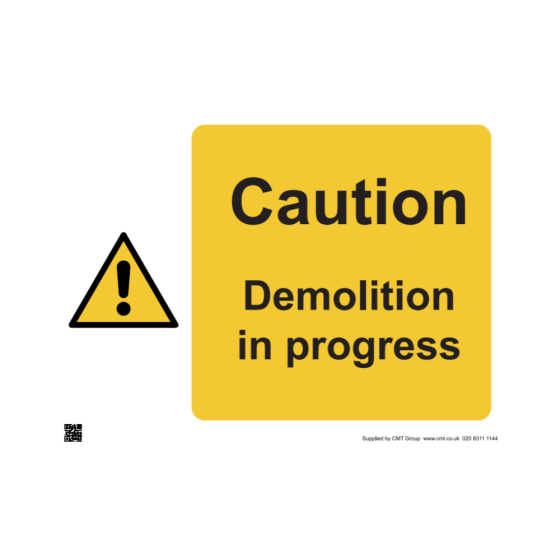 Safety Sign - Caution demolition in progress- 297x420mm A3 - 3mm Correx