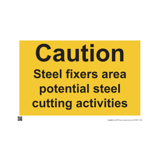 Site Sign 4mm Correx - 594mm x 420mm (A2) - Printed: Caution steel fixers area potential cutting activities