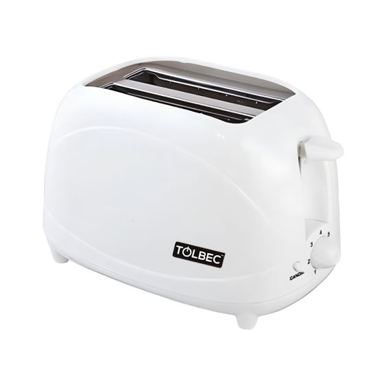 2 slice cool touch toaster white body three-quarter front view with browning dial | CMT Group UK