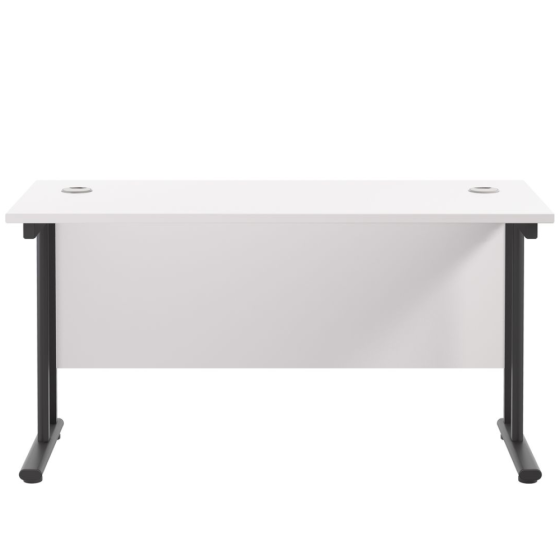 Twin Leg Rectangular Desk - White