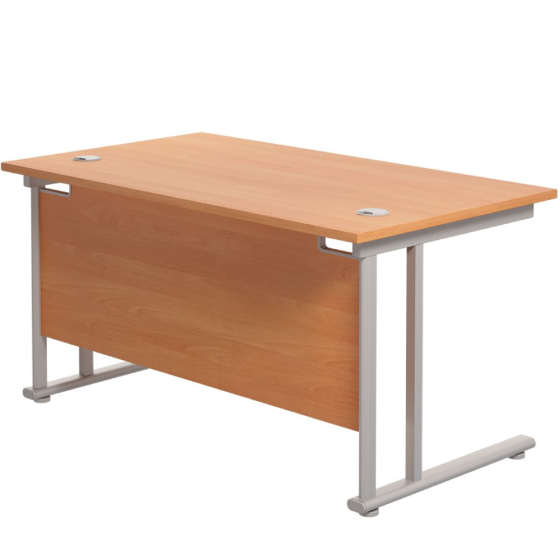Twin Leg Rectangular Desk - Beech