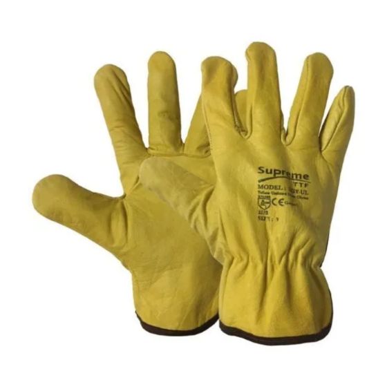 Supreme unlined grain leather drivers work gloves yellow pair size 9 L front view | CMT Group UK