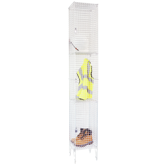 Three Door Wire Mesh Locker (1974mm) ventilated BZP finish for PPE storage | CMT Group