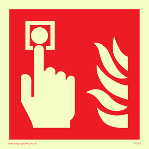 Vinyl Photoluminescent Sticker - 85mm x 85mm - Fire alarm call point symbol only