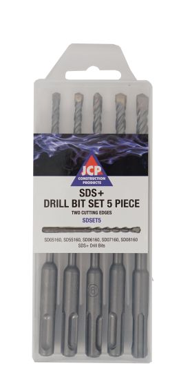 SDS+ Drill Bit 5 Piece Set - 2 Cutting Edges - 5, 5.5, 6, 7 and 8mm