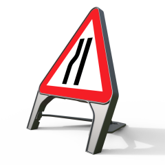 Road Narrows Left Q-Sign | 750mm Triangle