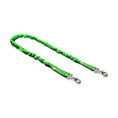 NLG extended bungee tool lanyard lime green black bungee construction dual 360-degree Quick Clip connectors angled view | CMT Group UK
