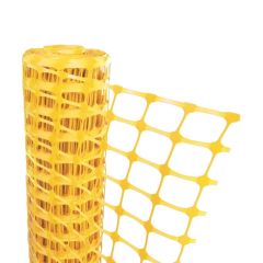 Yellow HDPE mesh barrier fencing 1m x 50m roll flat oval aperture utility services demarcation | CMT Group UK