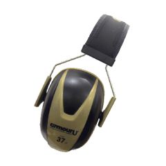 High attenuation ear defenders gold and black memory foam large cup front view SNR 37dB | CMT Group UK
