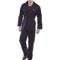 Standard Concealed Stud Front Boiler Suit – Navy – Elasticated Waist Coveralls product image | CMT Group