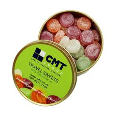 CMT Travel Sweets Tin 200g open tin showing assorted sweets inside | CMT Group UK