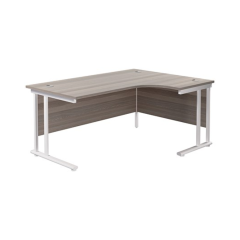 Twin Leg Right-Angle Corner Desk 1600mm Wide - Grey Oak