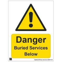 Site Safety - 297x420mm A3 3mm Correx - Danger Buried Services Below