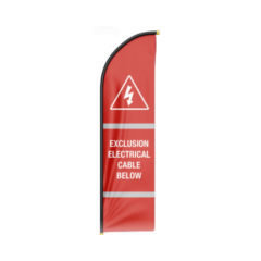 3.4m Hi Vis Sail Flag Double Sided - Base & Pole NOT Included - Printed: Exclusion Electrical Cable Below