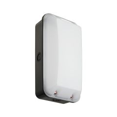 110-240V LED site bulkhead light 8W opal diffuser polycarbonate housing black body three-quarter view | CMT Group UK