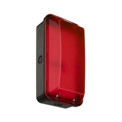 110-240V LED site bulkhead light 8W red diffuser polycarbonate housing black trim three-quarter view | CMT Group UK