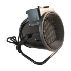 MAX electric fan heater 3kW angled cradle floor standing position side view showing inlet grille | CMT Group UK