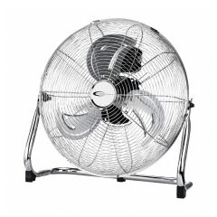 18 inch industrial floor fan chrome wire grill metal blades front view white background | CMT Group UK