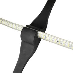 UtilityLite rubber barrier strap ELLEDBCLIP close-up showing angled LED strip channel and ratchet strap mechanism | CMT Group UK