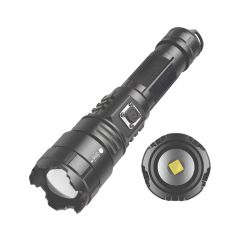2000 lumen rechargeable LED pocket torch black aluminium body with rubberised switch | CMT Group UK