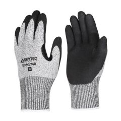 Cut resistant sandy nitrile gloves grey HPPE liner black palm coating front and back pair | CMT Group UK