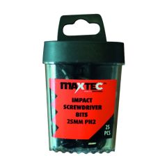 MAXTEC 25mm Impact Screwdriver Bits - PH2 - Pack of 25 | CMT Group UK