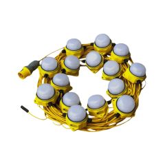 110V LED festoon lighting kit 50m yellow cable with 15 IP65 dome fittings and Ceeform plug | CMT Group UK