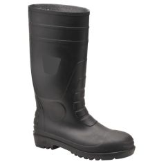 Heavy Duty Safety Wellington Boot – Anti Slip & Anti Static – S5 Steel Toe Cap & Midsole – Black side profile view showing waterproof construction | CMT Group